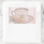 Sticker Rectangulaire Coupe de thé pour la fête des mères rose (Sac)