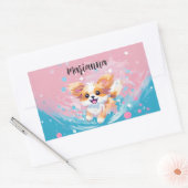 Sticker Rectangulaire Coupe Papillon Joueuse : Tache de rose et de bleu (Enveloppe)