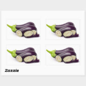 Sticker Rectangulaire Couper l'aubergine fraîche (Feuille)