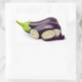 Sticker Rectangulaire Couper l'aubergine fraîche (Sac)