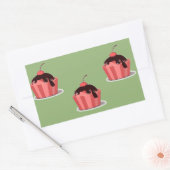 Sticker Rectangulaire Coupes de crème glacée rose sur vert (Enveloppe)