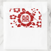 Sticker Rectangulaire Coupes de papier floral - Double bonheur blanc (Sac)