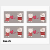 Sticker Rectangulaire Couple de caricature de chat (Feuille)