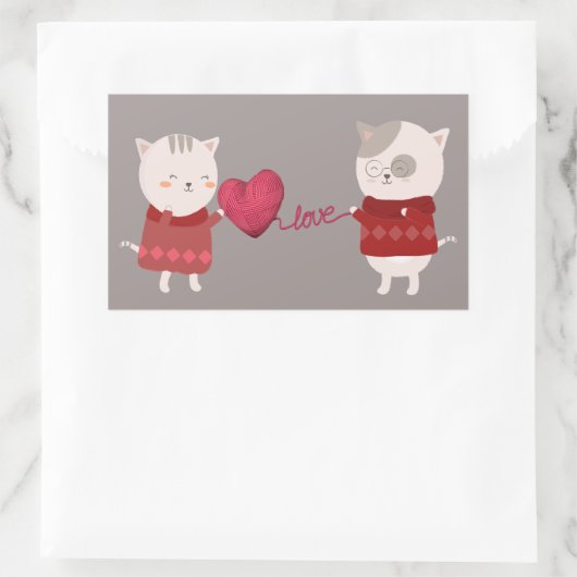 Sticker Rectangulaire Couple de caricature de chat (Sac)