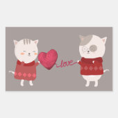 Sticker Rectangulaire Couple de caricature de chat (Devant)