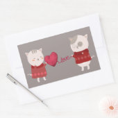 Sticker Rectangulaire Couple de caricature de chat (Enveloppe)