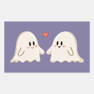 Sticker Rectangulaire Couple de fantômes amoureux