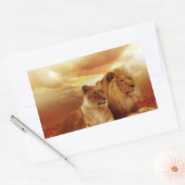 Sticker Rectangulaire Couple de lions dans le safari (Enveloppe)