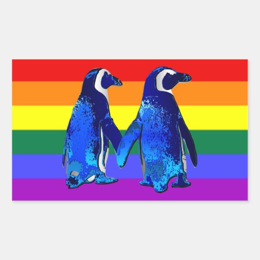 Sticker Rectangulaire "Couple de pingouin gay" (Devant)