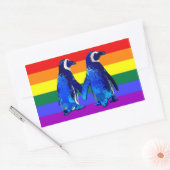 Sticker Rectangulaire "Couple de pingouin gay" (Enveloppe)