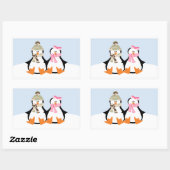 Sticker Rectangulaire Couple de pingouin militaire (Feuille)