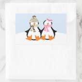 Sticker Rectangulaire Couple de pingouin militaire (Sac)