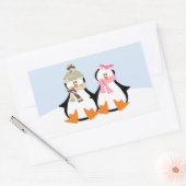 Sticker Rectangulaire Couple de pingouin militaire (Enveloppe)