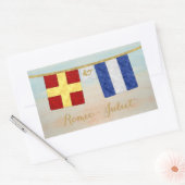 Sticker Rectangulaire Couples d'aquarelle Monogramme Signal maritime Dra (Enveloppe)