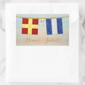 Sticker Rectangulaire Couples d'aquarelle Monogramme Signal maritime Dra (Sac)