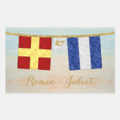 Sticker Rectangulaire Couples d'aquarelle Monogramme Signal maritime Dra (Devant)