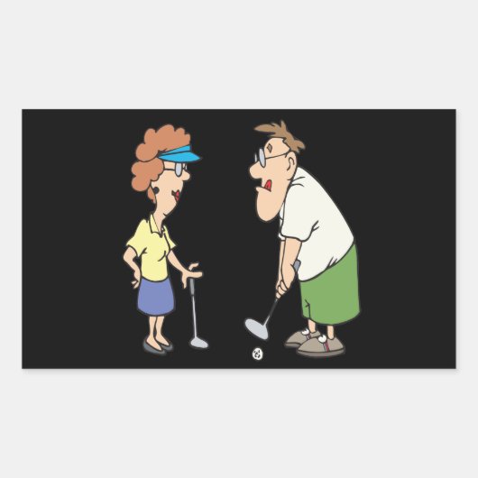 Sticker Rectangulaire Couples Qui Golf Ensemble Restent Ensemble (Devant)