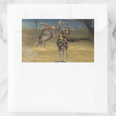 Sticker Rectangulaire Coups d'éléphant sur la girafe (Sac)