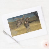 Sticker Rectangulaire Coups d'éléphant sur la girafe (Enveloppe)