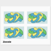 Sticker Rectangulaire Courbes d'insertion (Jaune, Bleu, Vert) (Feuille)