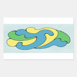 Sticker Rectangulaire Courbes d'insertion (Jaune, Bleu, Vert)