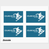 Sticker Rectangulaire Courchevel France Snowboardeur (Feuille)