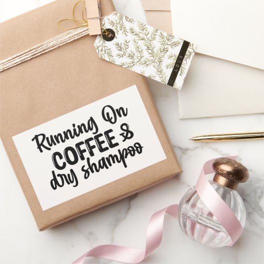 Sticker Rectangulaire Courir sur du café et du shampooing sec (Cadeaux)