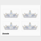 Sticker Rectangulaire couronne d'argent diamants de coeur mode brillante (Feuille)