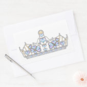 Sticker Rectangulaire couronne d'argent diamants de coeur mode brillante (Enveloppe)