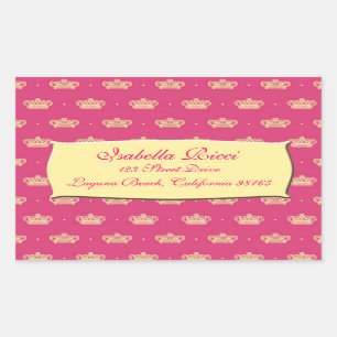 Sticker Rectangulaire Couronne rose royale