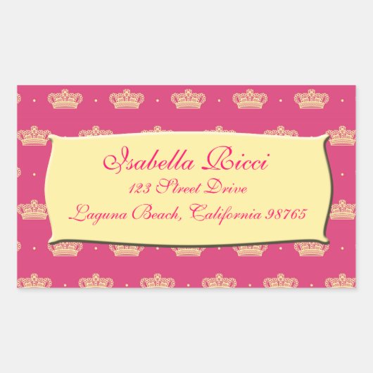 Sticker Rectangulaire Couronne royale rose (Devant)