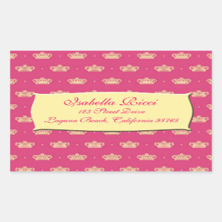 Sticker Rectangulaire Couronne royale rose