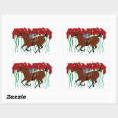 Sticker Rectangulaire Course à cheval personnalisable avec design Rose (Feuille)