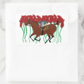 Sticker Rectangulaire Course à cheval personnalisable avec design Rose (Sac)