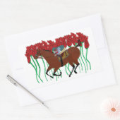 Sticker Rectangulaire Course à cheval personnalisable avec design Rose (Enveloppe)