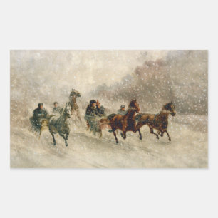 Sticker Rectangulaire Course vintage de neige