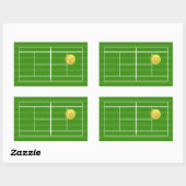 Sticker Rectangulaire Court de tennis et balle de tennis (Feuille)