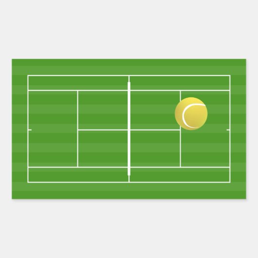 Sticker Rectangulaire Court de tennis et balle de tennis (Devant)