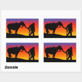 Sticker Rectangulaire Cowboy au coucher du soleil (Feuille)