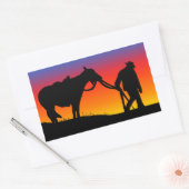 Sticker Rectangulaire Cowboy au coucher du soleil (Enveloppe)