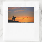 Sticker Rectangulaire Cowboy classique dans l'autocollant Sunset (Sac)