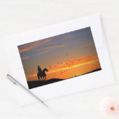 Sticker Rectangulaire Cowboy classique dans l'autocollant Sunset (Enveloppe)