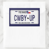 Sticker Rectangulaire Cowboy Up ! Plaque de licence CWBY UP Texas (Sac)