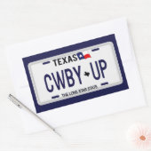 Sticker Rectangulaire Cowboy Up ! Plaque de licence CWBY UP Texas (Enveloppe)