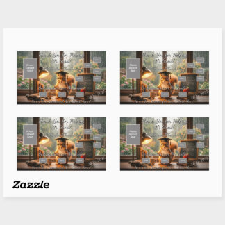 Sticker Rectangulaire Cozy Rainy Day Squirrel Teacher Appreciation