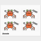 Sticker Rectangulaire Crabe Grincheux Drôle “Oh Crabe” (Feuille)