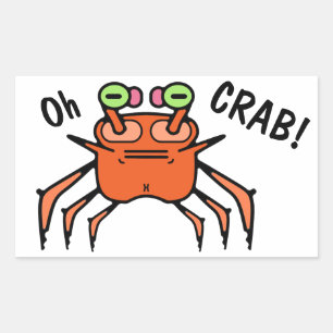 Sticker Rectangulaire Crabe Grincheux Drôle “Oh Crabe”