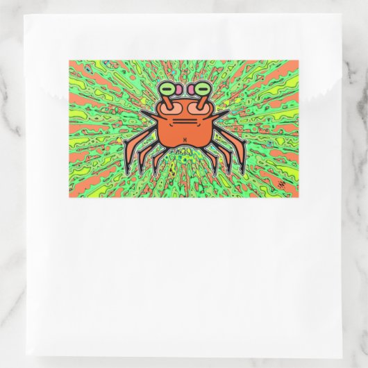 Sticker Rectangulaire Crabe impie psychédélique v4 (Sac)