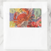 Sticker Rectangulaire Crabe Plage Nautique Art de la mer (Sac)