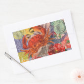 Sticker Rectangulaire Crabe Plage Nautique Art de la mer (Enveloppe)